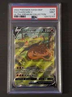 2022 POKEMON SWSH BLACK STAR PROMO #260 FULL ART/CHARIZARD V PSA 9 - Image 1