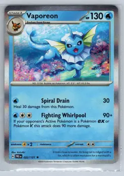 Vaporeon 022/131 Holo Rare Prismatic Evolutions Pokemon TCG Printline - Image 1