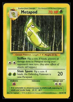 Metapod 54/102 Common Base Set Pokemon Card - Image 1