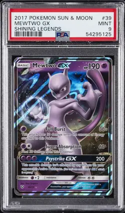 2017 POKEMON SUN & MOON SHINING LEGENDS #39 MEWTWO GX PSA 9 - Image 1