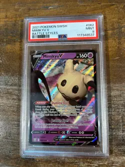 POKEMON 2022 Brilliant Stars MIMIKYU V #068 PSA 9 Mint RARE - Image 1