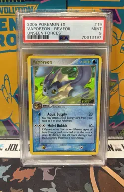 PSA 9 Vaporeon EX Unseen Forces 2005 Reverse Holo Foil Rare 19/115 Pokemon - Image 1