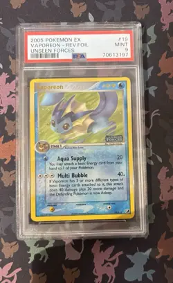 PSA 9 Vaporeon EX Unseen Forces 2005 Reverse Holo Foil Rare 19/115 Pokemon - Image 3
