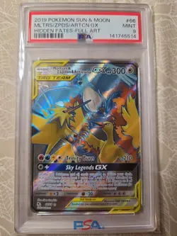 2019 POKEMON SUN & MOON HIDDEN FATES FA/MOLTRES & ZAPDOS & ARTICUNO GX PSA 9 - Image 1