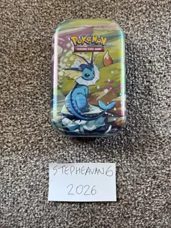 Pokemon TCG: Scarlet & Violet—Prismatic Evolutions Mini Tin New Sealed: Vaporeon - Image 1