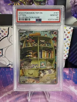 2024 Pokemon Temporal Forces Litten Full Art Illustration Rare #167/162 PSA 10 - Image 1