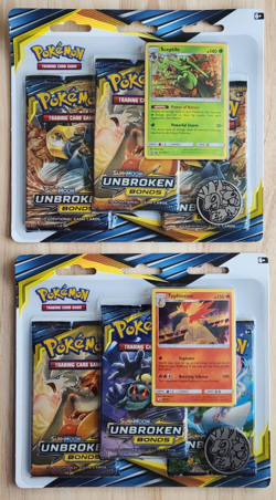 2 Unbroken Bonds 3-Pack Blisters *1 of each promo!* Typhlosion/Sceptile Pokemon - Image 1