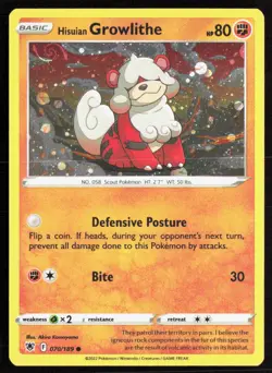 Hisuian Growlithe (Cosmos Holo) 70/189 Common 2022 Astral Radiance Pokemon LP - Image 1