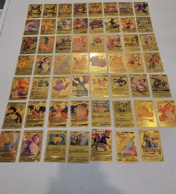 Lot of 55 Gold Foil Pokemon Card Fan Art Cards (All Cards Pictured) Mint Cond - Image 1