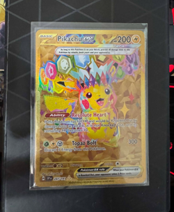 Pokemon TCG SV08 Surging Sparks Pikachu EX Hyper Rare Gold Holo Card 247/191 - Image 1