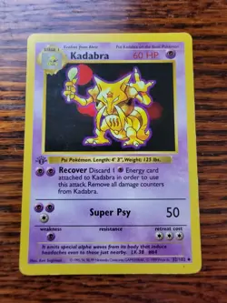 MP! 1999 Pokemon TCG - Kadabra - 32/102 - 1st Edition Shadowless - Base Set - Image 1