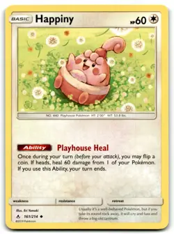 2019 Sun & Moon - Unbroken Bonds Pokemon Happiny Basic/Uncommon #161 - Image 1