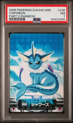 2005 CARDDASS POKEMON ADVANCED GENERATION ZUKAN CARD RAINBOW #236 VAPOREON PSA 7 - Image 1