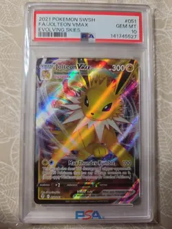 Pokemon 2021 Jolteon VMAX 051/203 Evolving Skies PSA 10 Ultra Rare Holo Full Art - Image 1