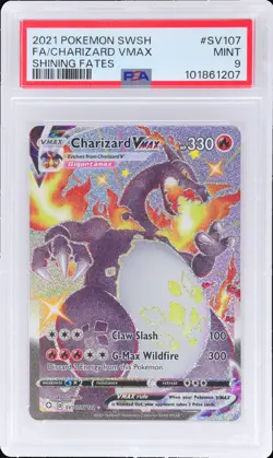 2021 Pokemon Sword And Shield Shining Fates Charizard Vmax #SV107 PSA 9 Mint - Image 1
