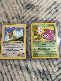 Pokemon TCG Base Set First Edition Lt. Surge Spearow And Koffing - Image 1