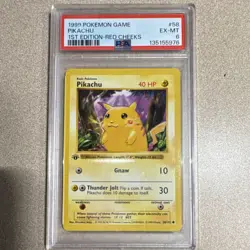 Pokemon TCG Pikachu 1st Edition Red Cheeks PSA 6 Base Set Shadowless 58/102 - Image 1