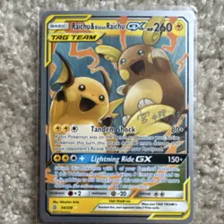 Pokemon Raichu & Alolan Raichu GX TAG TEAM Worlds 2019 Card 54/236 - Image 1