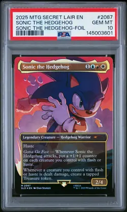 MTG Sonic the Hedgehog FOIL Sonic the Hedgehog Secret Lair #2087 PSA 10 Gem Mint - Image 1