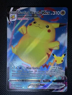 Pokemon TCG Surfing Pikachu Vmax Celebrations 009/025 Holo Ultra Rare - Image 1