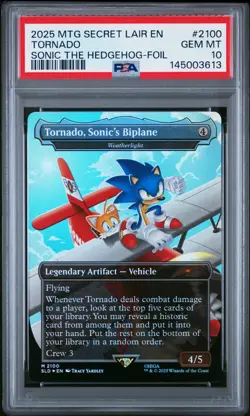 MTG Tornado, Sonic's Biplane FOIL Sonic the Hedgehog Secret Lair PSA 10 Gem Mint - Image 1