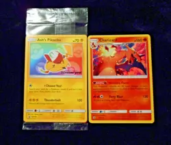 Ash's Pikachu Sm108 Sealed Movie Promo & Charizard Holo 3/70 Pokemon Card Lot LP - Image 2