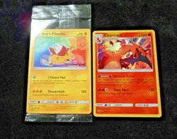 Ash's Pikachu Sm108 Sealed Movie Promo & Charizard Holo 3/70 Pokemon Card Lot LP - Image 5