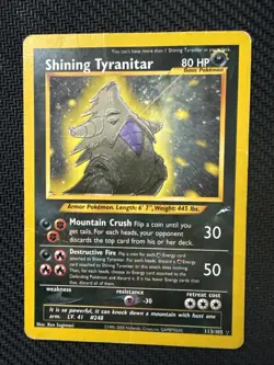 Pokemon TCG Shining Tyranitar 113/105 Neo Destiny Holo HP/DMG - Image 1
