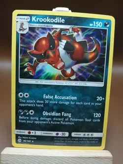 MP Pokemon TCG Krookodile Sun & Moon Base Set 85/149 Holo Holo Rare - Image 1