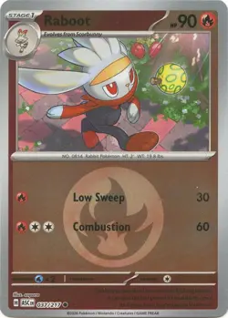 Pokemon Singles - Raboot (Fire Energy Reverse) 037/217 - Ascended Heroes NM - Image 1