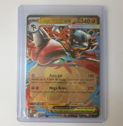 Pokemon Mega Lucario ex 077/132 Me01 Double Rare Holo 340 HP Aura Jab - Image 1