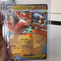 Pokemon Mega Lucario ex 077/132 Me01 Double Rare Holo 340 HP Aura Jab - Image 3