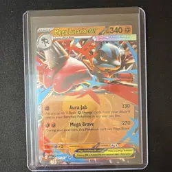 Pokemon Mega Lucario ex 077/132 Me01 Double Rare Holo 340 HP Aura Jab - Image 4