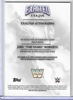Jake "The Snake" Roberts 2025 Topps Exalted WWE #EXA-JAK Blue Auto 19/25 - Image 2