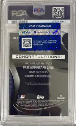 2022 Topps Chrome Black RAJ Ronald Acuna Jr Refractor Auto 27 /150 PSA 10 - Image 2