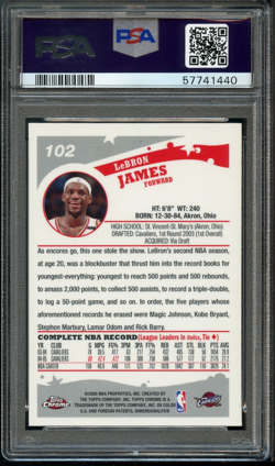 2005 Topps Chrome LeBron James #102 Basketball PSA 9 - Image 2