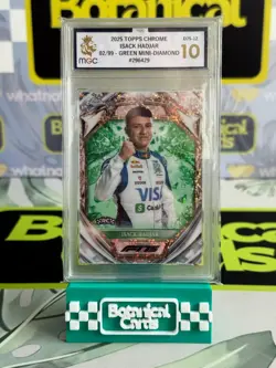 2025 Topps Chrome F1 Isack Hadjar RC Diamond Green /99 #D75-12 MGC 10 - Image 1