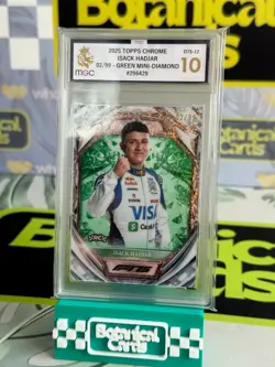2025 Topps Chrome F1 Isack Hadjar RC Diamond Green /99 #D75-12 MGC 10 - Image 2