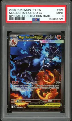 PSA 9 MINT Mega Charizard X EX 125 Phantasmal Flames Pokemon Card - Image 1