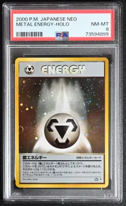 Pokemon Neo 1 Metal Energy Holo Japanese 2000 PSA8 Fresh Grade (April 2023) #184 - Image 1