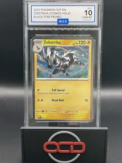 2025 POKEMON SVP EN-SV BLACK STAR PROMO #201 ZEBSTRIKA NICE 10 - Image 1