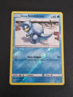 REVERSE HOLO Pokemon Sun & Moon Ultra Prism TCG Card Alolan Sandshrew 28/156 - Image 1