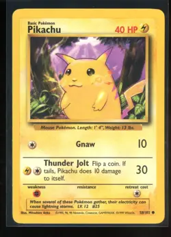 Pikachu 58/102 Base Set Common Pokemon Card LP - Image 1
