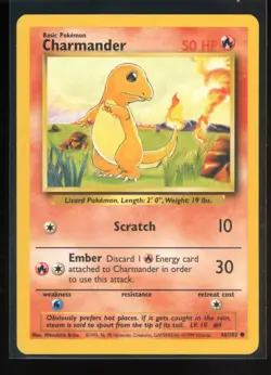 Charmander 46/102 Base Set Common Pokemon Card LP - Image 1
