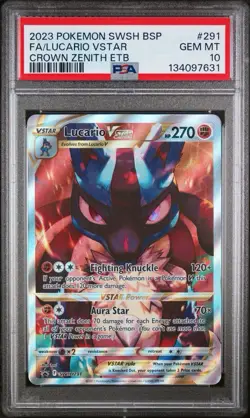 Pokemon TCG Crown Zenith Lucario VSTAR SWSH291 Promo Card PSA 10 - Image 1