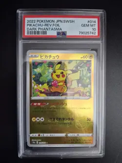2022 POKEMON JPN SWORD & SHIELD DARK PHANTASMA #014 PIKACHU-REVERSE FOIL PSA 10 - Image 1