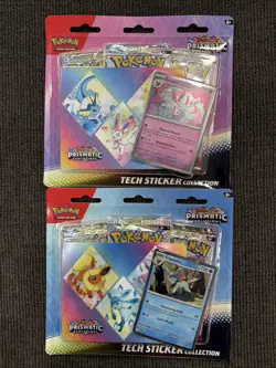 X2 Pokemon Prismatic Evolutions Tech Sticker Collection Sylveon + Glaceon Pack - Image 1