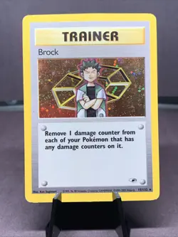 Pokemon TCG Brock 15/132 Trainer Holo Rare Gym Heroes Set VTG WOTC Creased - Image 1