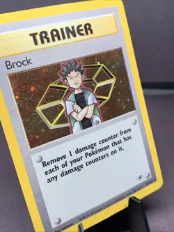 Pokemon TCG Brock 15/132 Trainer Holo Rare Gym Heroes Set VTG WOTC Creased - Image 2