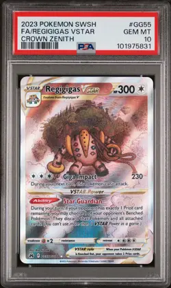 2023 POKEMON SWORD & SHIELD CROWN ZENITH #GG55 FULL ART/REGIGIGAS VSTAR PSA 10 - Image 1